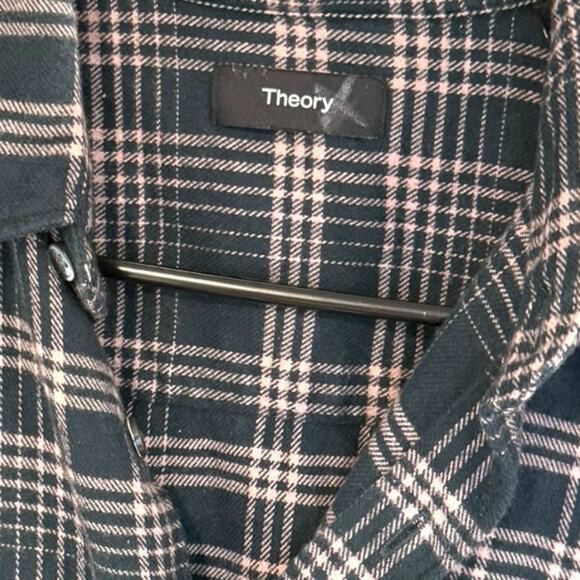 Theory Men’s Noll NP Flannel Button-Up in Charcoal/Dusty Orchid - Picture 5 of 8